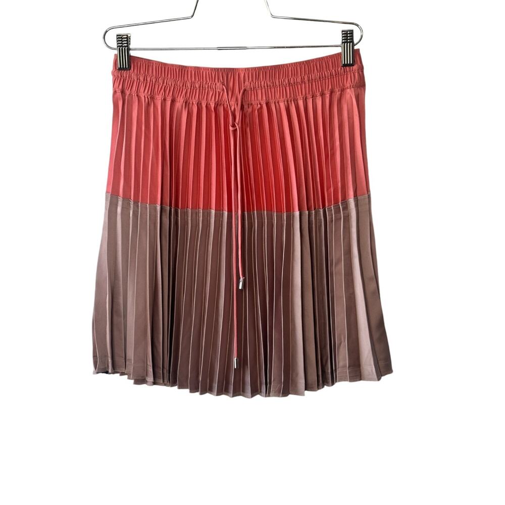 Club Monaco Colorblock Coral & Mauve Pleated Flounce Skirt Women's Small